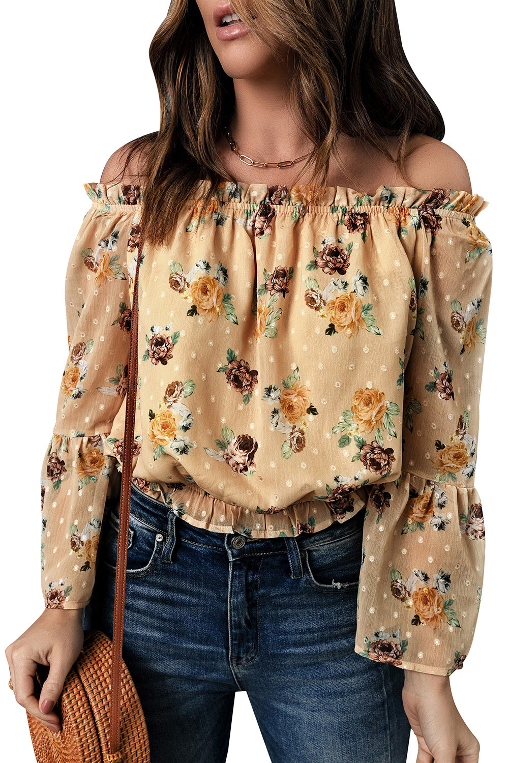 Yellow Bell Sleeves Floral Top