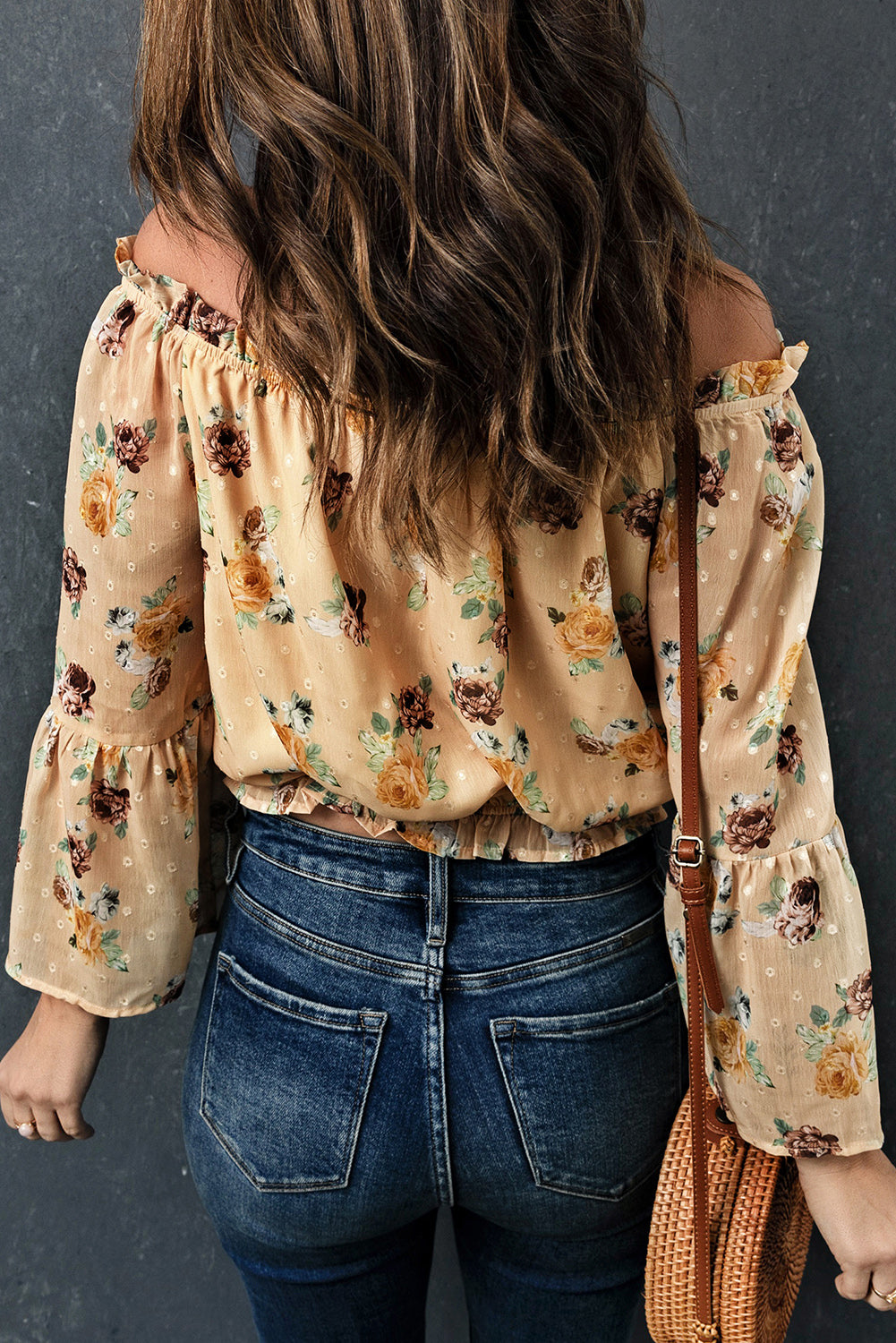 Yellow Bell Sleeves Floral Top