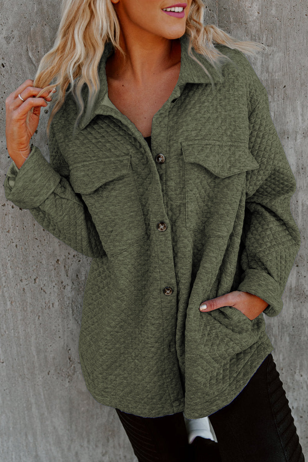 Green Retro Quilted Shacket