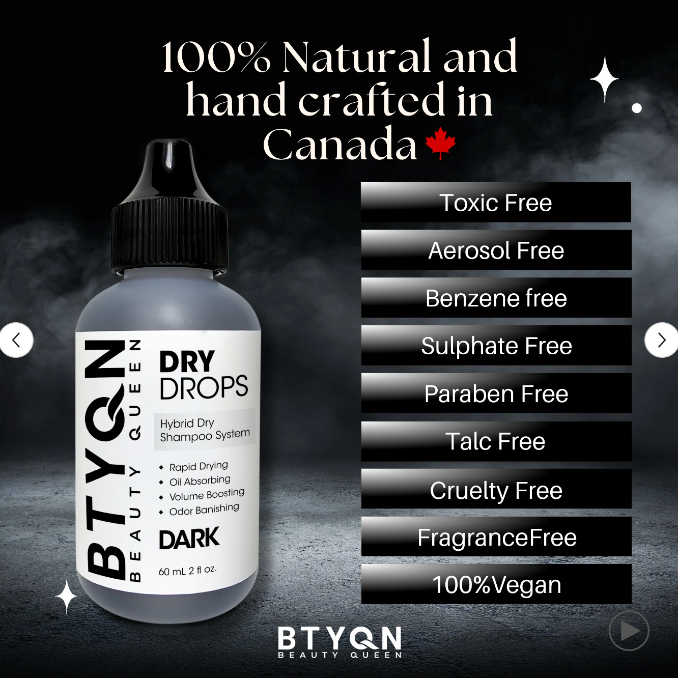 BTYQN Dry Drops | Dark | Hybrid Dry Shampoo System