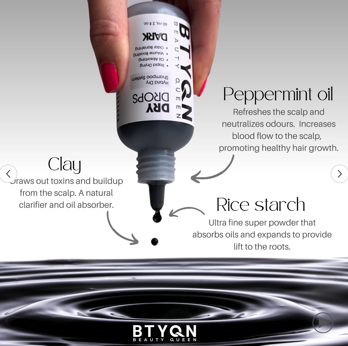 BTYQN Dry Drops | Dark | Hybrid Dry Shampoo System