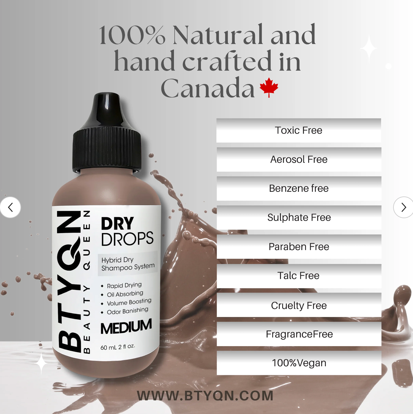 BTYQN Dry Drops | Medium | Hybrid Dry Shampoo System