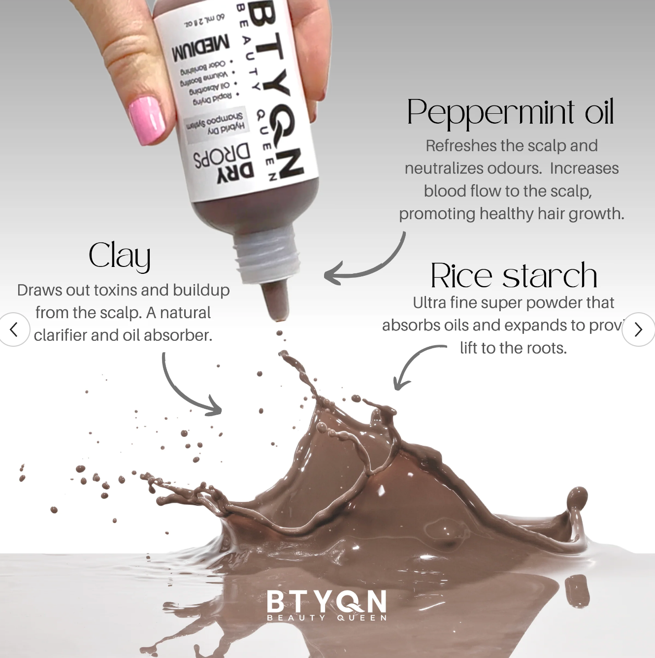 BTYQN Dry Drops | Medium | Hybrid Dry Shampoo System