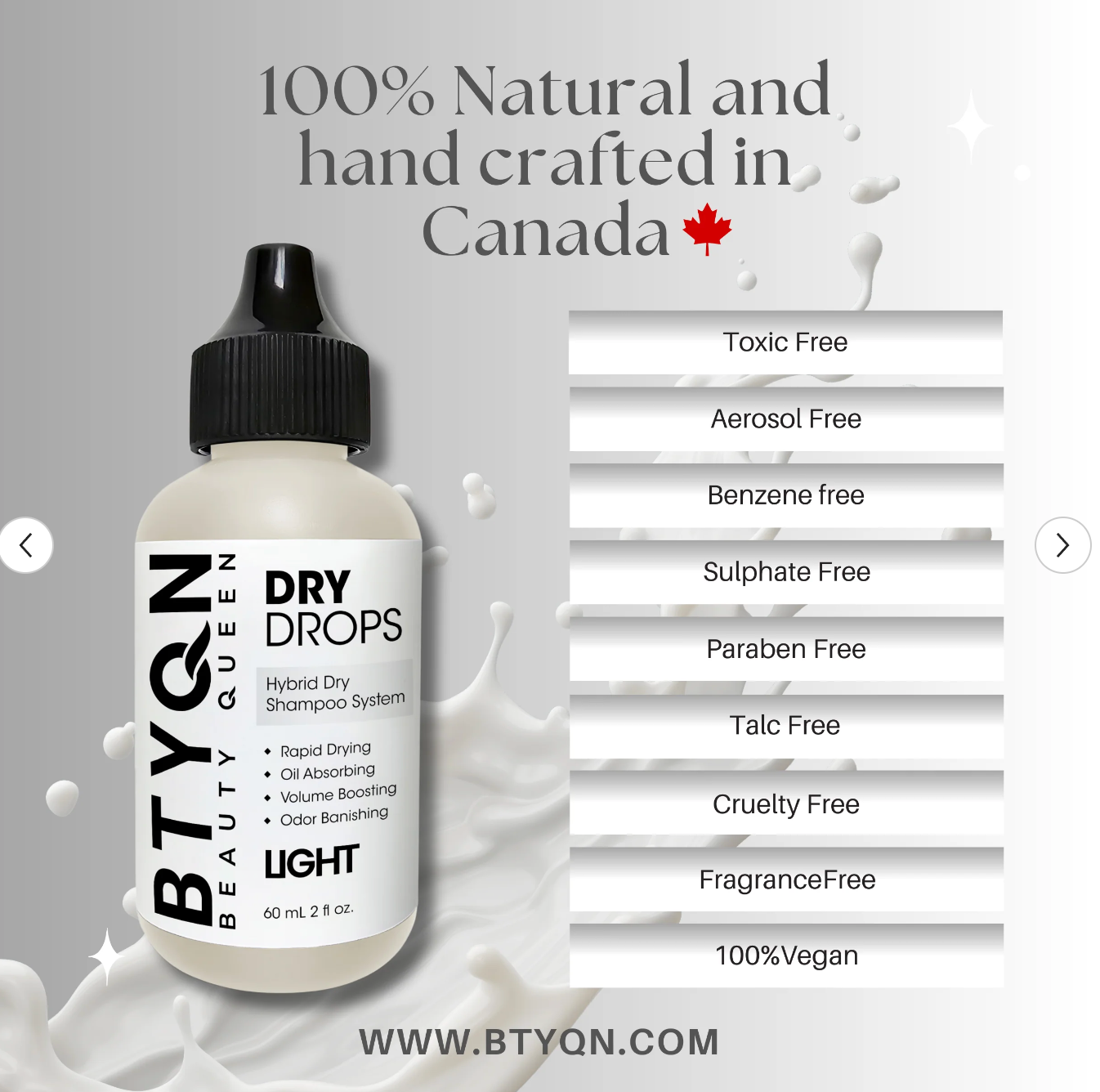 BTYQN Dry Drops | Light | Hybrid Dry Shampoo System