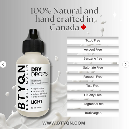 BTYQN Dry Drops | Light | Hybrid Dry Shampoo System