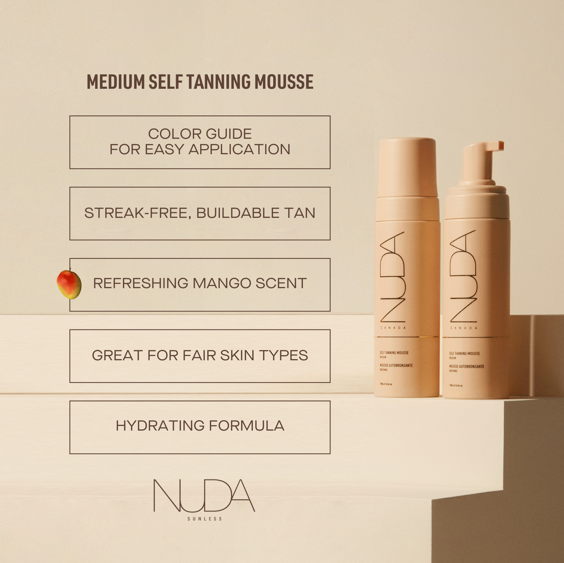 NUDA BRONZEFOAM - Self Tanning Mousse | Medium