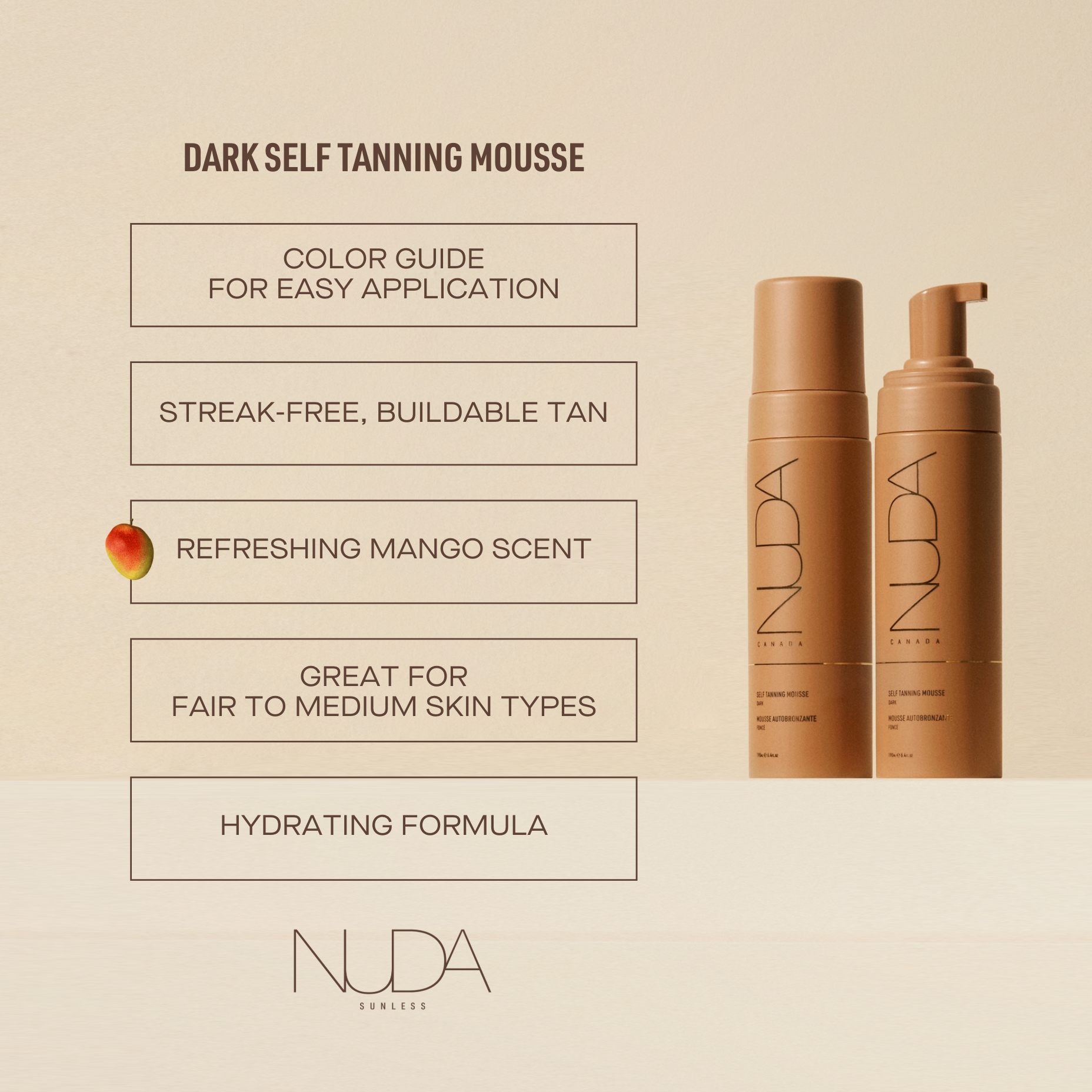 NUDA BRONZEFOAM - Self Tanning Mousse | DARK