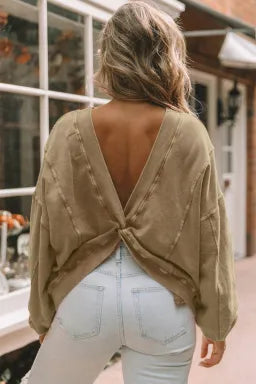 Khaki Twist Oversized Sweatshirt