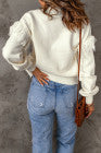 White Drop Shoulder Tasseled Cardigan