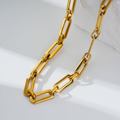 Hackney Nine CANNES Delicate Statement Paper-Clip Chain Necklace in Gold