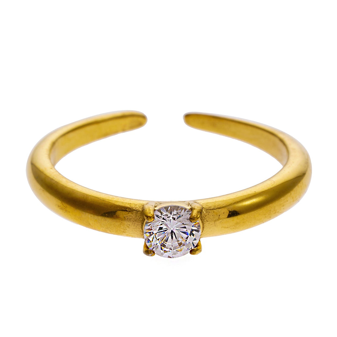 Hackney Nine CIELO Classic Gold Ring with a Round Zirconia Centerpiece