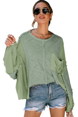 Green Exposed Seam Oversized Top