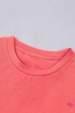Fiery Red Solid Color Crew Neck Tee