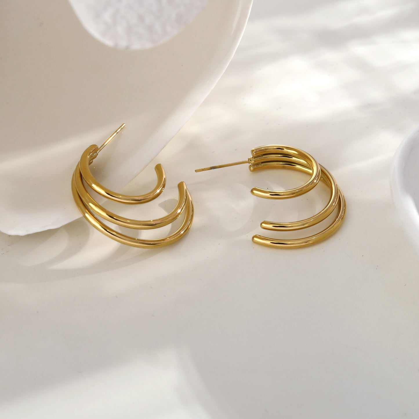 Hackney Nine AILSA Triple Stacked Gold Hoop Earrings