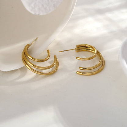 Hackney Nine AILSA Triple Stacked Gold Hoop Earrings