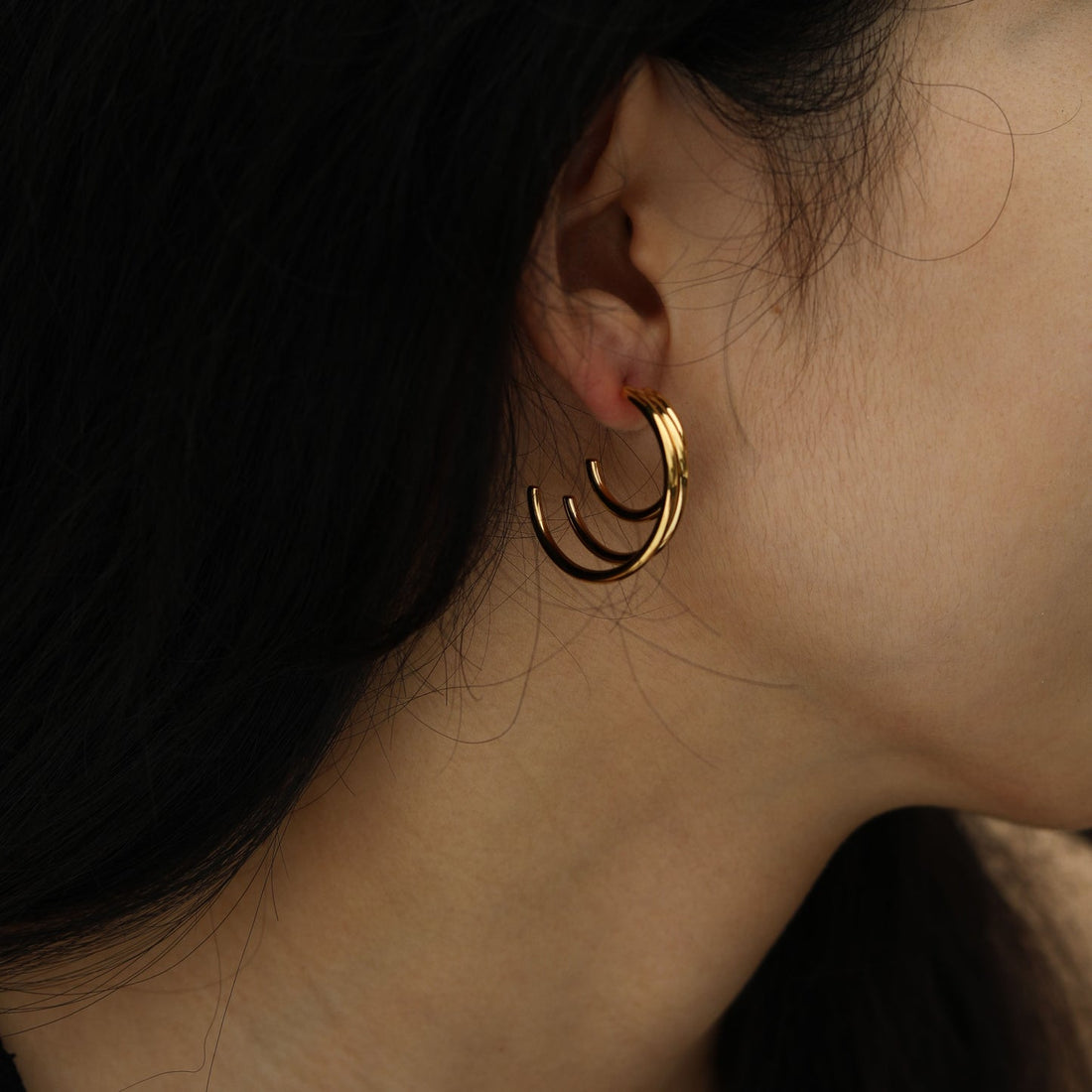 Hackney Nine AILSA Triple Stacked Gold Hoop Earrings