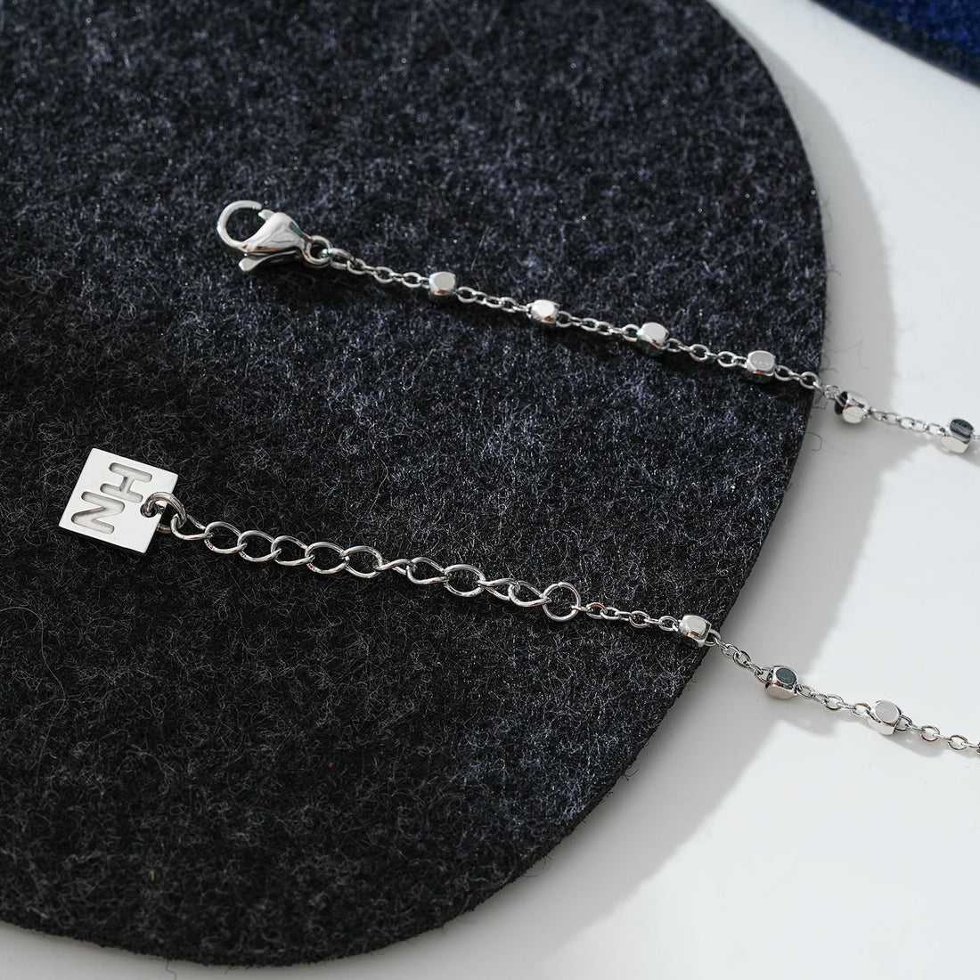 Hackney Nine DEMELZA LG Contemporary Silver Anklet with Delicate Square Beads
