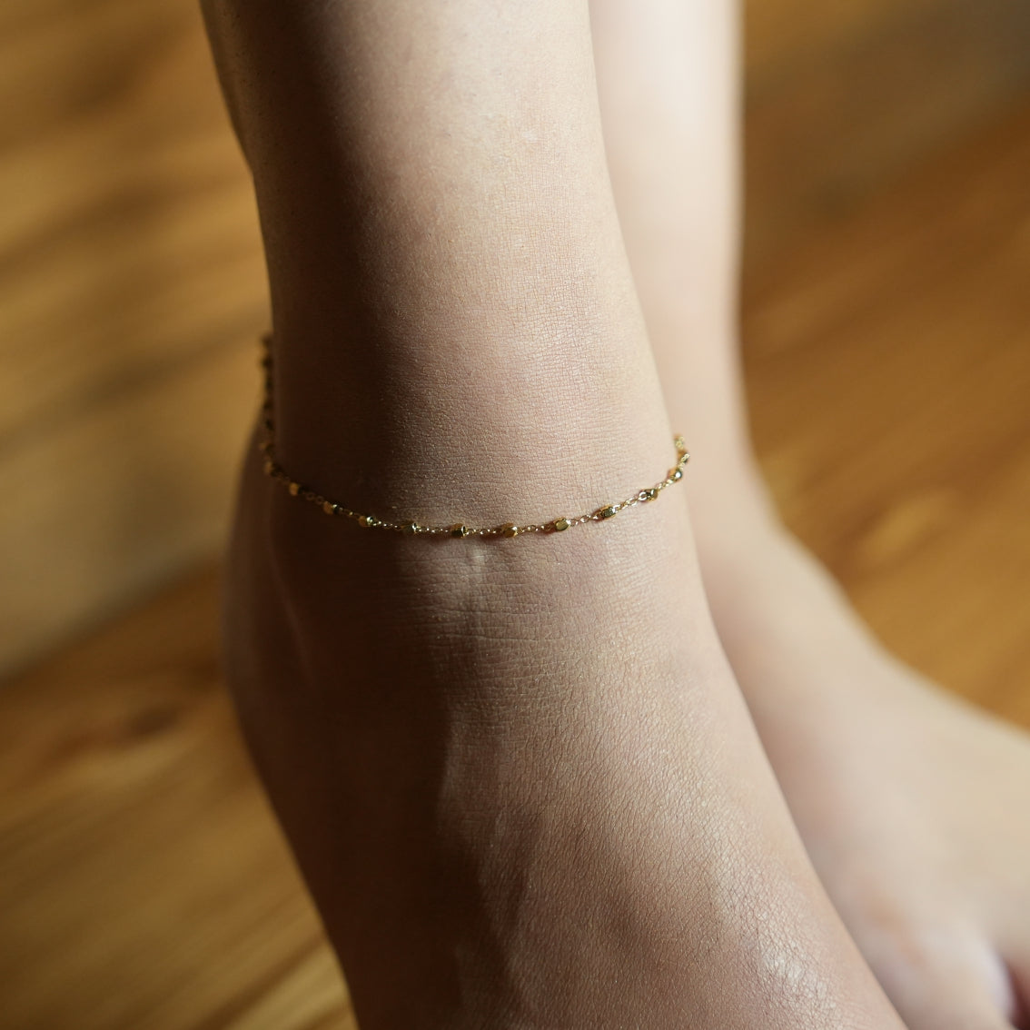 Hackney Nine DEMELZA LG Contemporary Gold Anklet with Delicate Square Beads