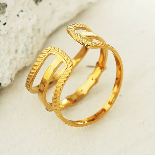 Hackney Nine AMALIA Triple Stacked Zirconia Embellished Gold Ring.