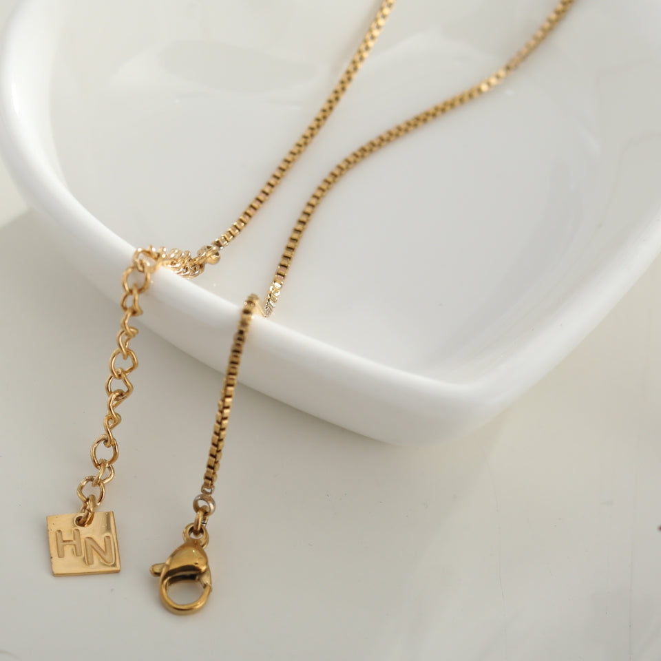 Hackney Nine INGA Mini-Box Chain Necklace in Gold