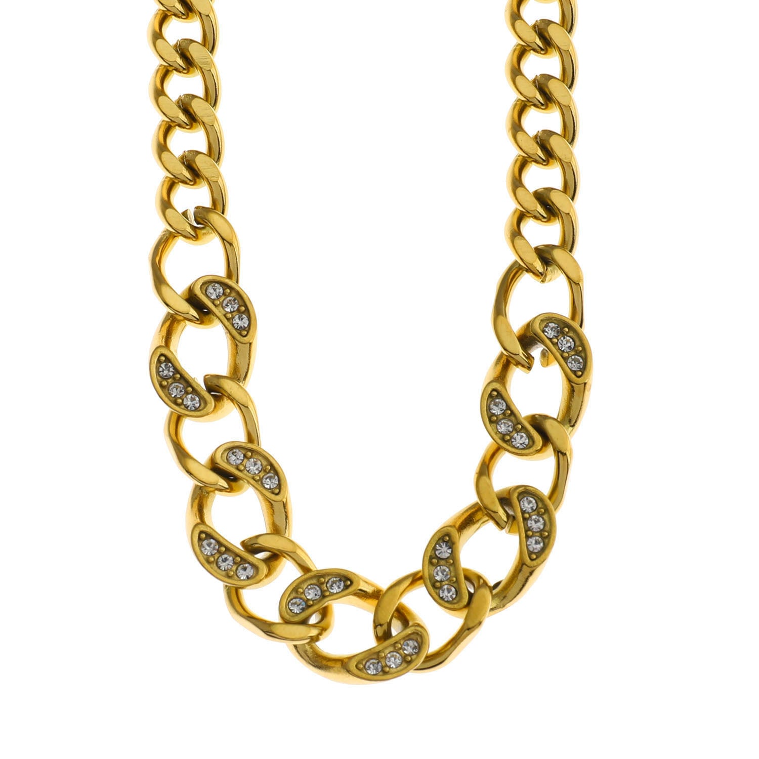 Hackney Nine ROUEN Zirconia Embedded Cuban Chain Statement Necklace