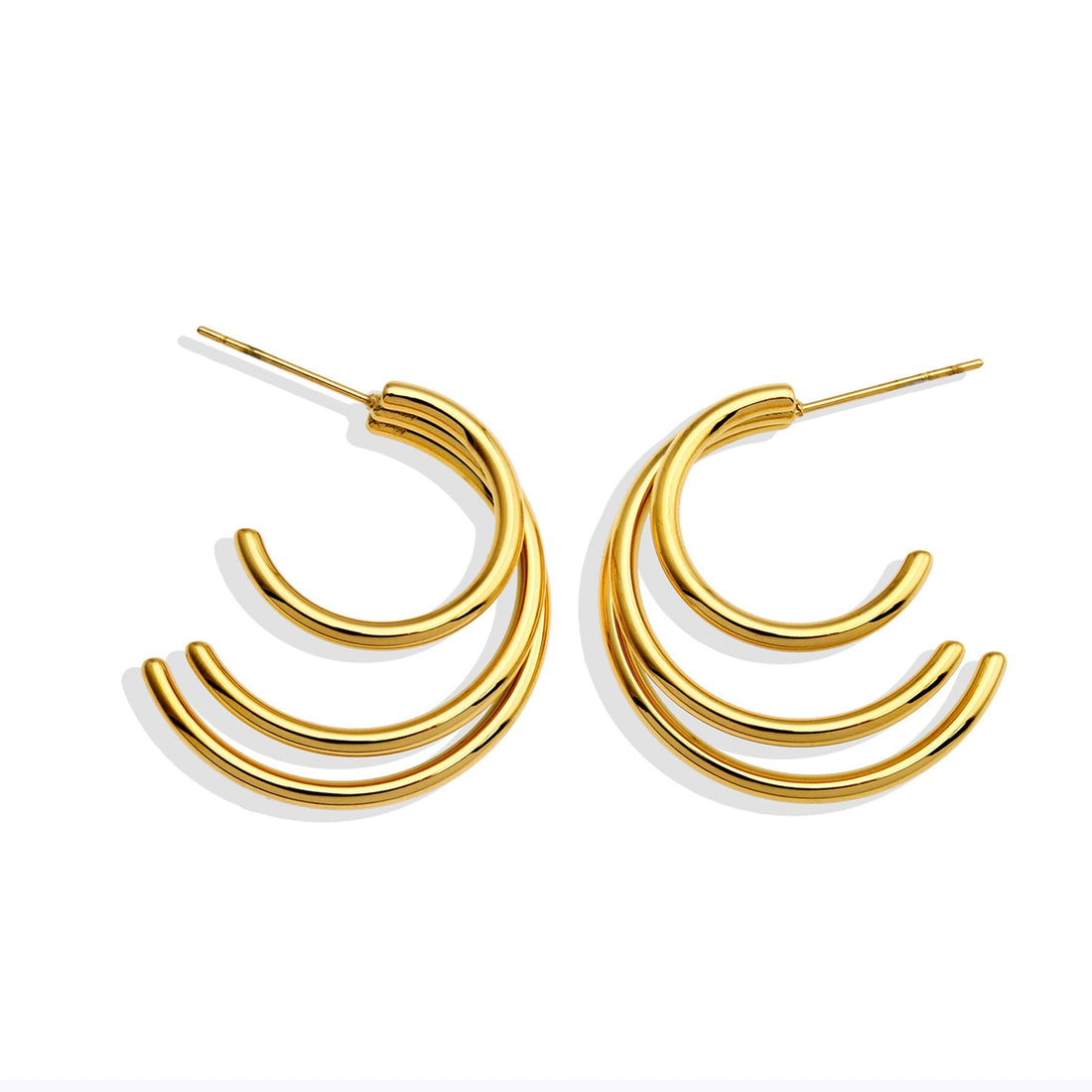Hackney Nine AILSA Triple Stacked Gold Hoop Earrings