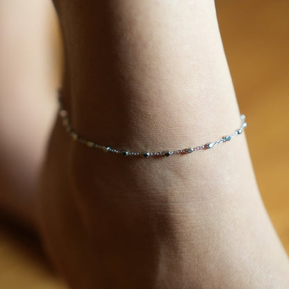 Hackney Nine DEMELZA LG Contemporary Silver Anklet with Delicate Square Beads