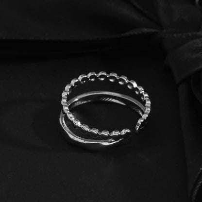 Hackney Nine TIFFANY Double Stacked Mini Beaded Silver Ring.