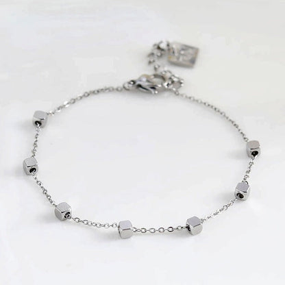 Hackney Nine DARBY Square Bead Silver Bracelet