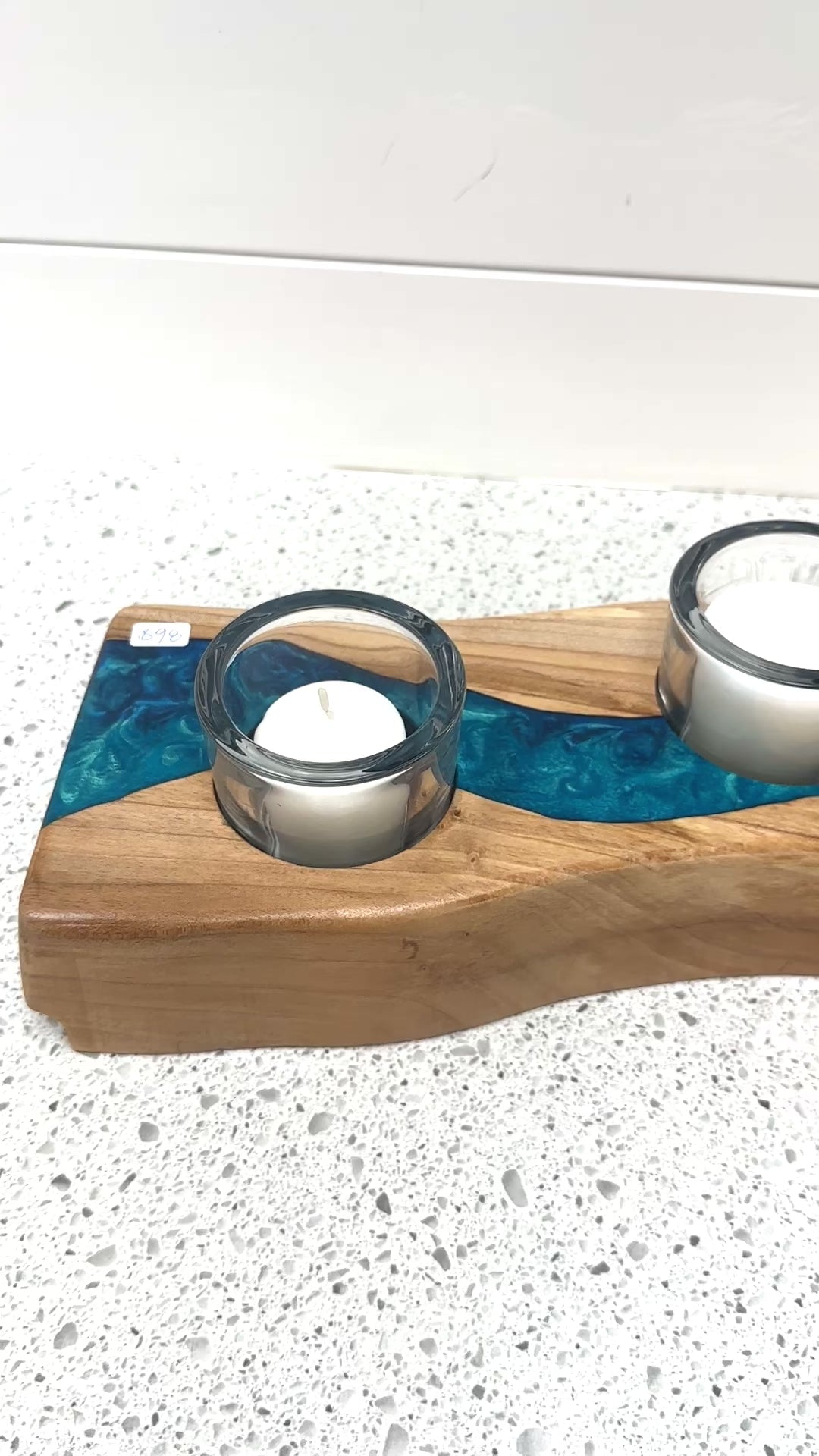 Custom Epoxy Candle Holder | 14&quot; by 6&quot;